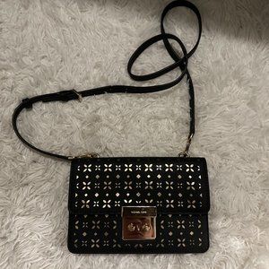 Michael Kors Black Perforated Leather Editor Sloan Crossbody Bag